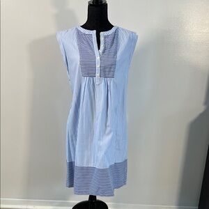LOFT Light Blue Striped Shift Dress size small